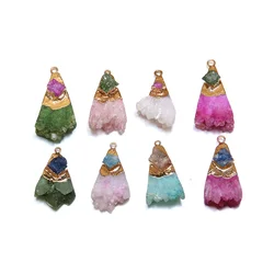 New Fashion Natural Druzy Agates Stone Pendant Irregular Quartz Charms For Jewelry Making DIY Necklace Earring Accessories 1pcs