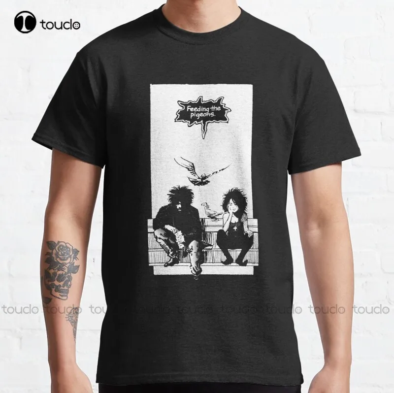 New Feeding The Pigeons Sandman Neil Gaiman (White) Classic T-Shirt Workout Shirts For Men