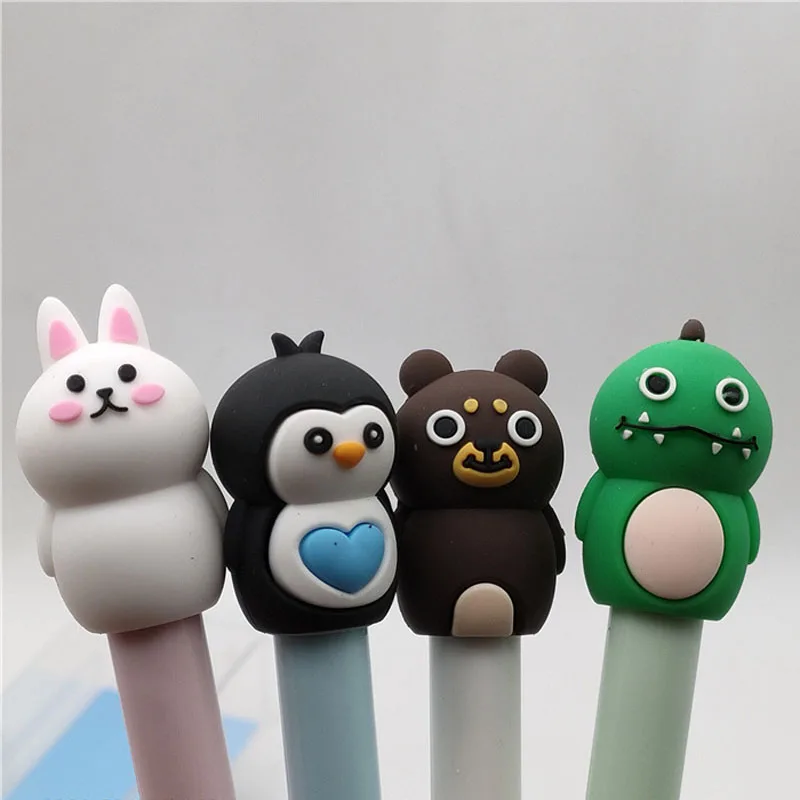 Niedlichen cartoon tiere Löschbaren Brunnen Pen-Set Mit Blau Tinte Austauschbar Kalligraphie Stift Schule Kawaii Studenten Schreibwaren Geschenke