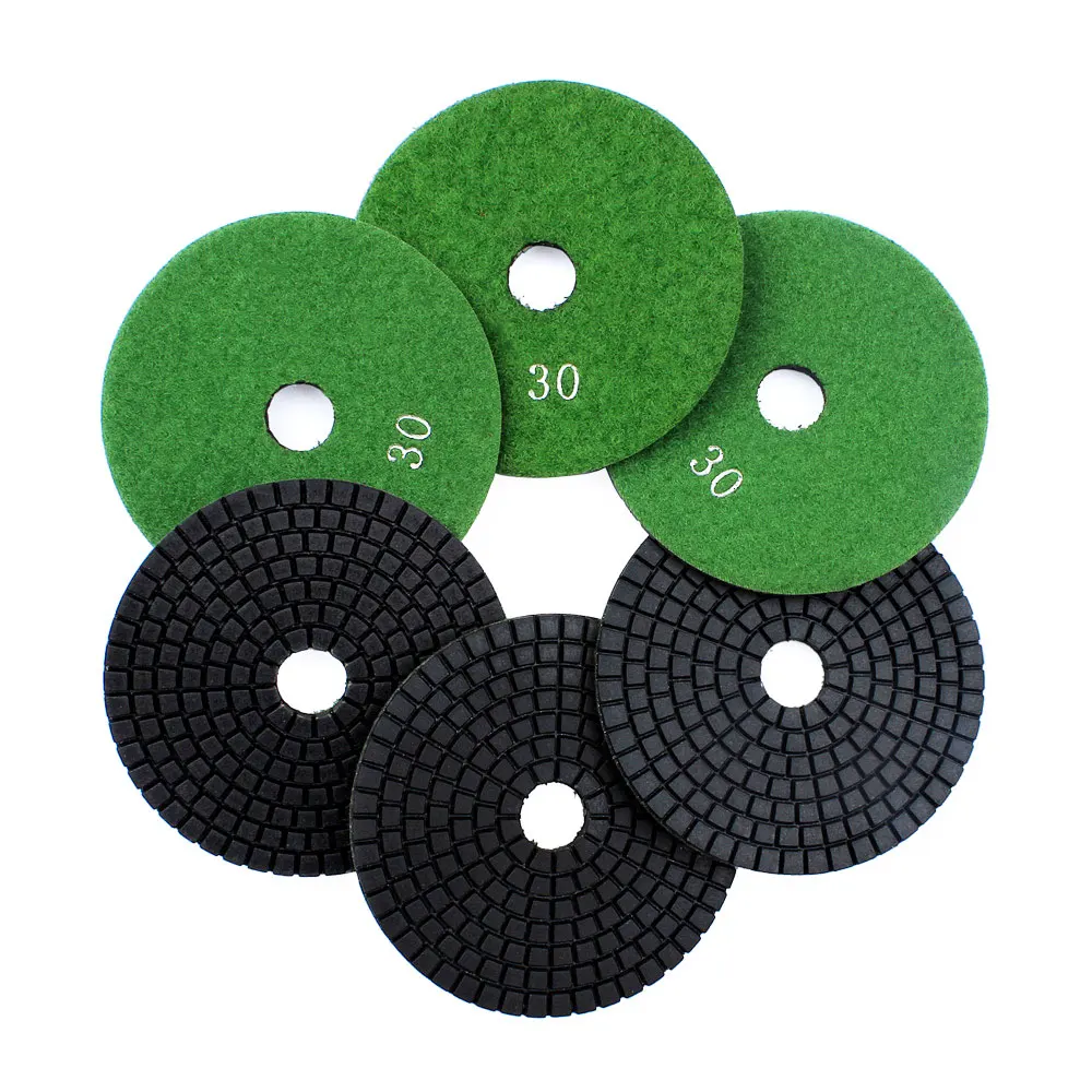 

6pcs 4 inch 100mm Diamond Polishing Pads Grit 30 Wet Polishing Pad Stone Granite Marble Diamond Abrasive Tools