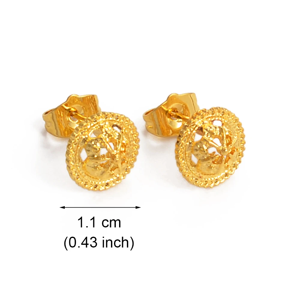 Anniyo 1.1CM Ethiopian Small Earring Gold Color Jewelry for Women Girls African Eritrean Ethnic Mini Earrings Habesha #220606