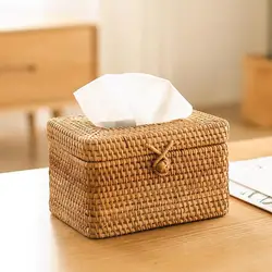 Rattan Tissue Box Home Decoration Handmade Desktop Paper Towels Organizer Container For Bathroom Office коробка для салфеток