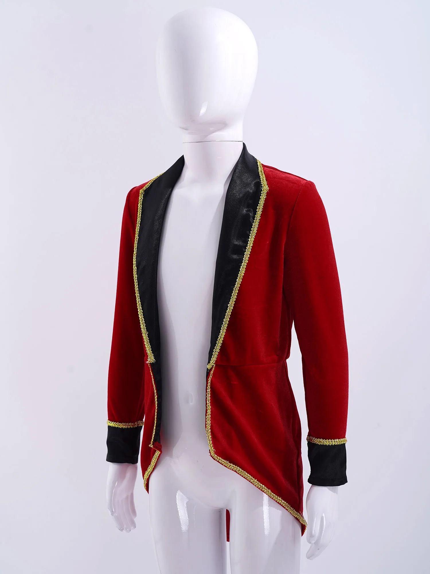 Kids Girls Showman Circus Ringmaster Cosplay Costume Lapel Collar Long Sleeves Tuxedo Coat Boys Showman Role Play Jacket Tops