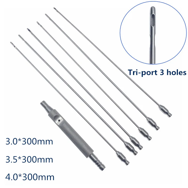 

Liposuction Cannula Tri-port three Holes Fat Harvesting Cannula Luer lock Fat Transfer Tools Stainless Steel