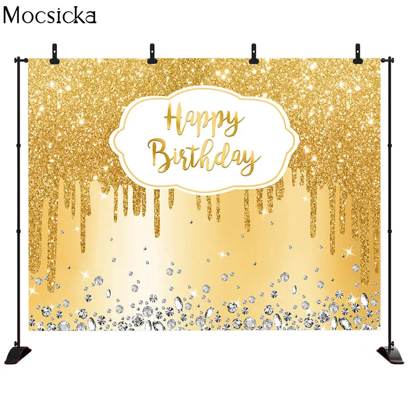 MOCSICKA خلفية حفلة عيد ميلاد مشرق حجر الراين الديكور نمط صورة الطفل خلفية التصوير راية