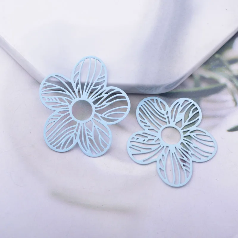 50 Stück AB6540 31*28mm bemalte Blumenanhänger DIY Schmuck Ohrring Zubehör – Detail 10