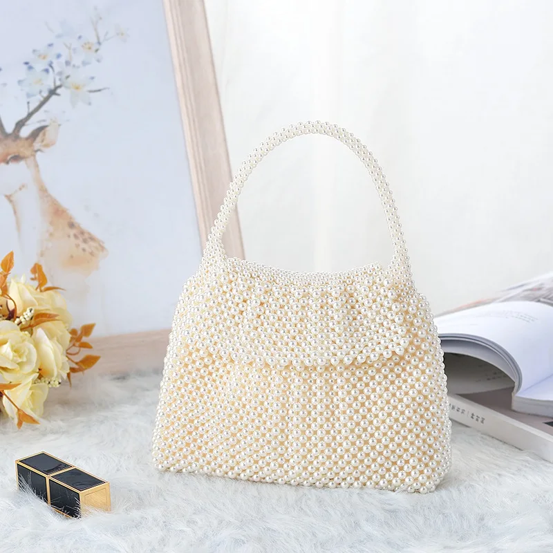 Luxury Pearl Beading Evening Bag Women Handmade Bridal Wedding Party Dinner Hand Bags Ladies Day Clutch Handbag XA873H