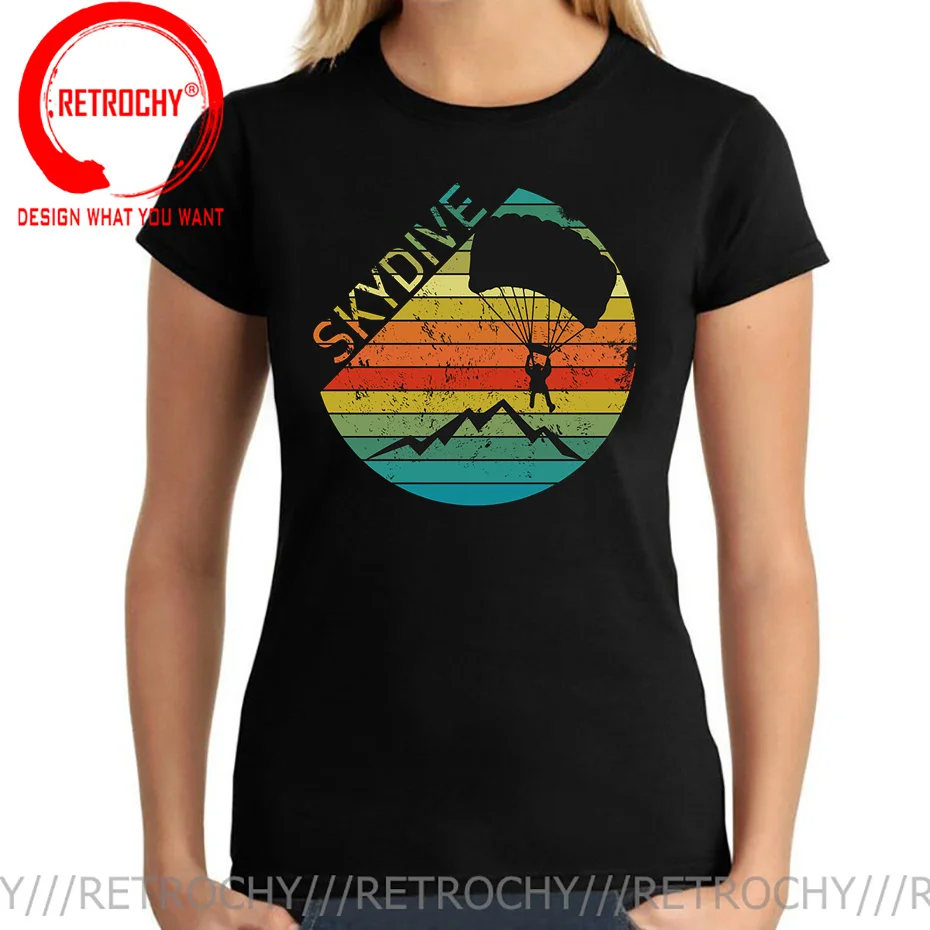 

Skydiver T-shirt Retro Skydiving T shirt women Parachuting Skydive Gift Tees Paragliding Teeshirt Sky Diving shirt camiseta tops