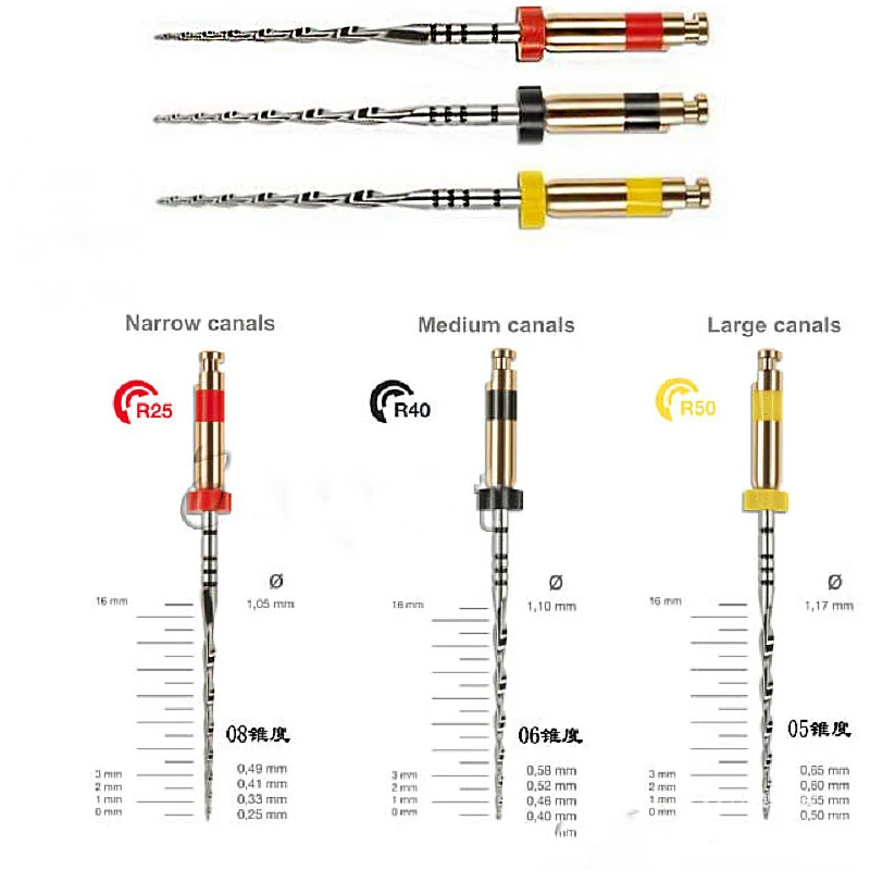 6pics Dental Dentist Reciprocate Rotary Files Endodontic Root Canal Cleaning Dentistry Endo Instrument Handpiece Drills Tips