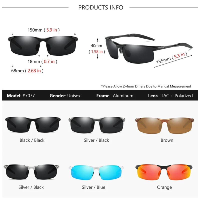 AOWEAR Aluminium Outdoor Luxe Zonnebril Mannen Gepolariseerde Sport Stijl Randloze Zonnebril Man HD UV400 Rijden Goggles Eyewear