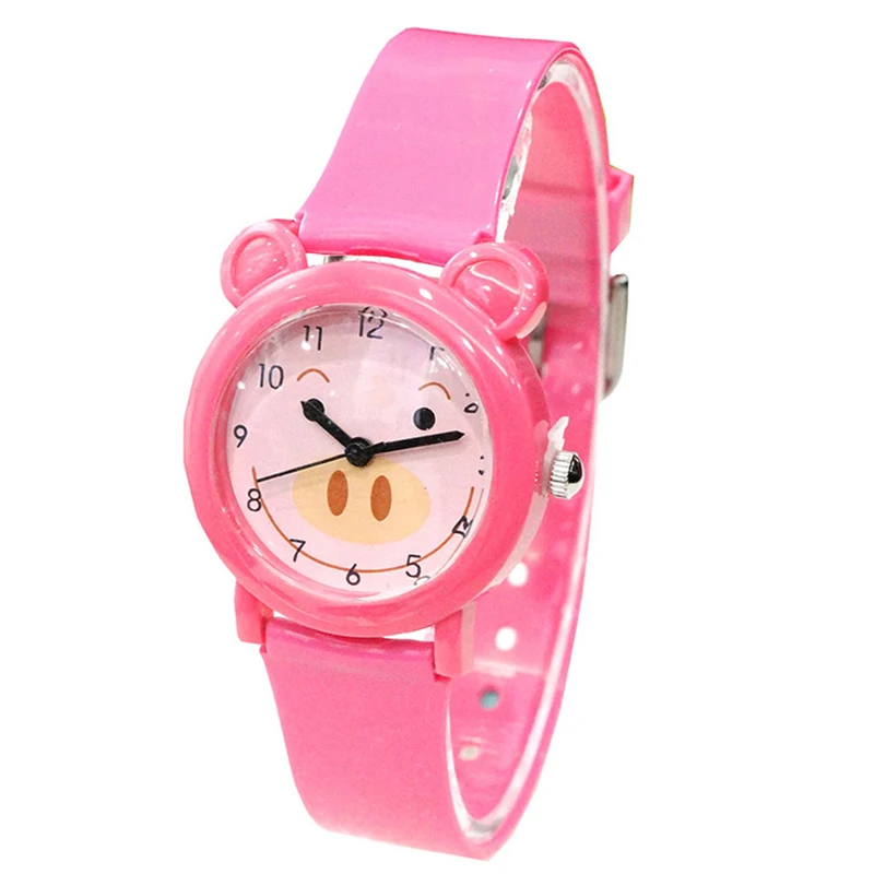 Hot Sale Cute Colorful Animal Tiger Panda Piglet Cartoon Children Watch Student Quartz Pointer Gift Watch Wholesale Watches Kids