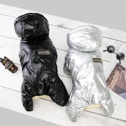 Hooded Four-Legs Padded Jacket for Dogs, Super Warm Clothing, Thicker Cotton Coat, Waterproof, Small Dogs, Pet Clothes, Winter
