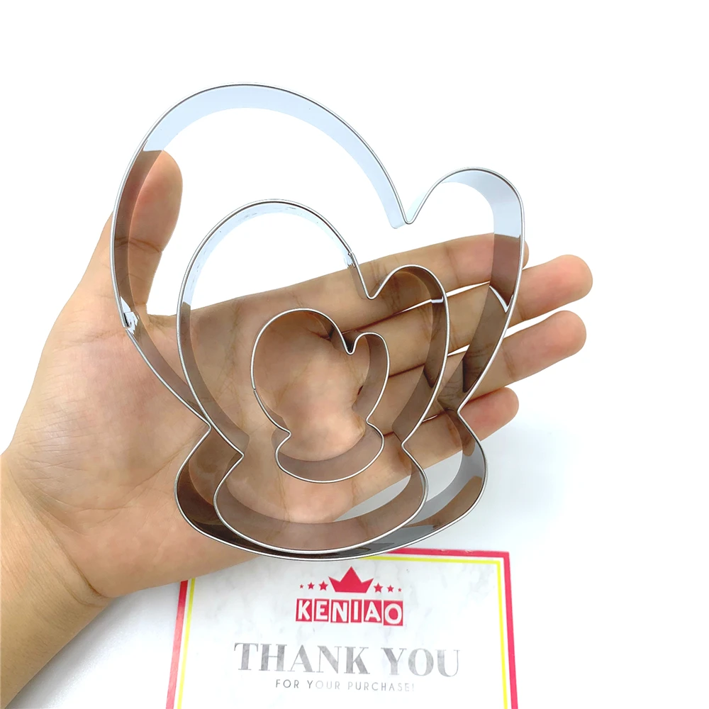 KENIAO Christmas Mitten Cookie Cutter - 3 Various Size and Shape - Winter Biscuit Fondant Pastry Bread Mold - Stainless Steel