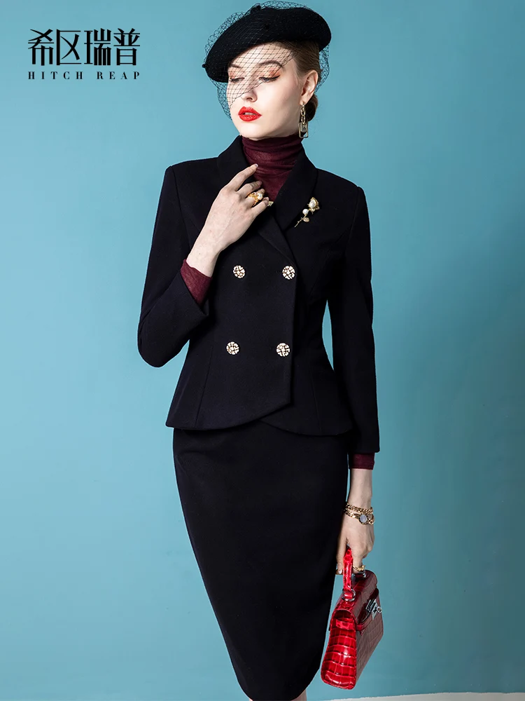 High End Professional Dress Temperament Goddess Suit Autumn And Winter New Two Piece Suit Skirt