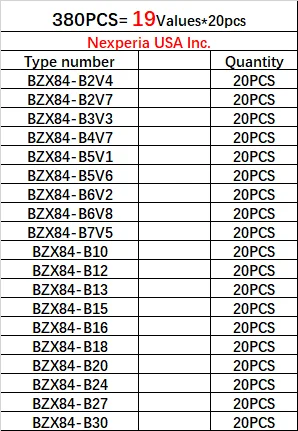 100% NEW Original BZX84 BZX84-B Series  250mW 0.25W 2.4-30V SOT-23 SMD Voltage Regulator Diodes Kit Sample Pack