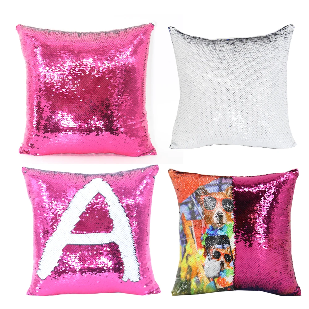 

10pcs Square Sublimation Blank Reversible Sequin Magic Swipe Pillow Cover Cushion Case