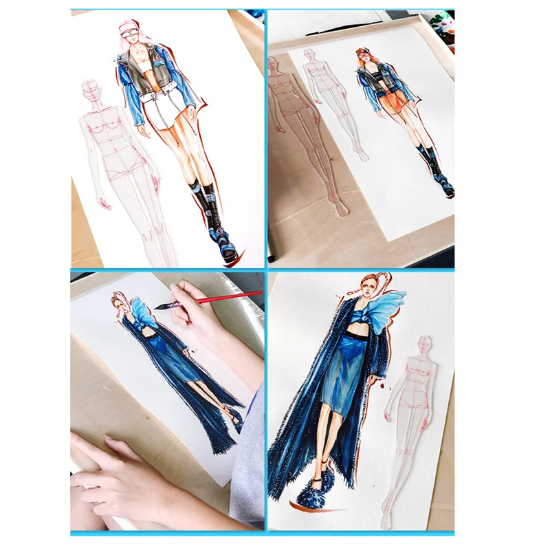 Fashion Design Ruler Cloth Design Line Drawing Apparel Garment Prototype Ruler Human Dynamic Template For School Student Drawing