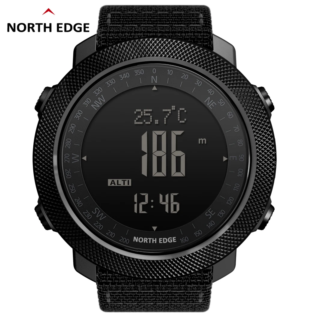 North Edge-relojes deportivos para hombre, resistente al agua, 50M, LED, Digital, brújula militar, barómetro de altitud