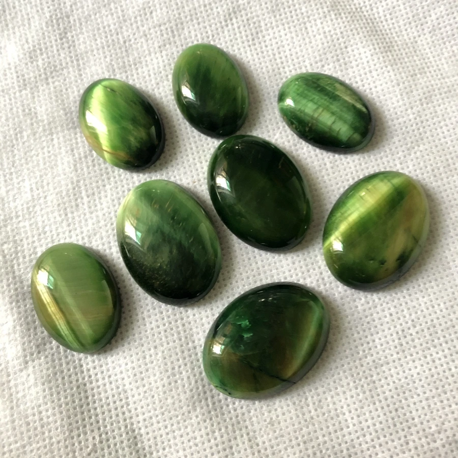 Wholesale 2pcs/lot Natural Green Tiger Eye Bead Cabochon Oval 18x25mm,22x30mm CAB Semi Preciou stone Jewelry Cabochon Ring Face