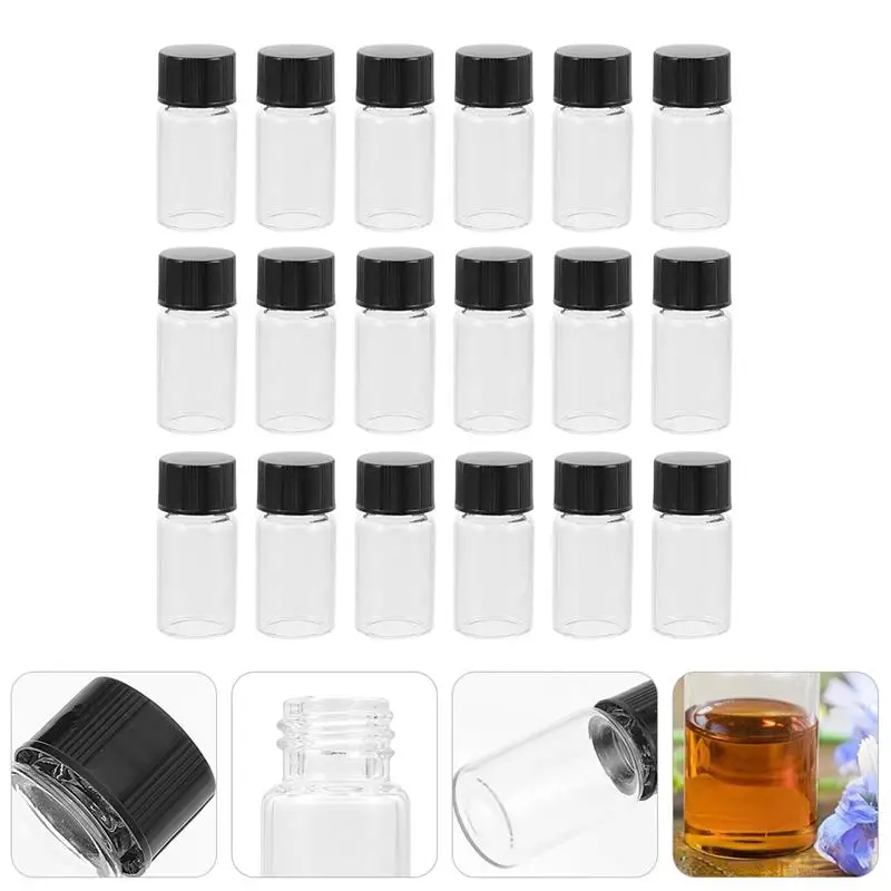 20pcs Reagent Bottles Laboratory Sealing Bottle 3ml Sampling Bottles with Lids