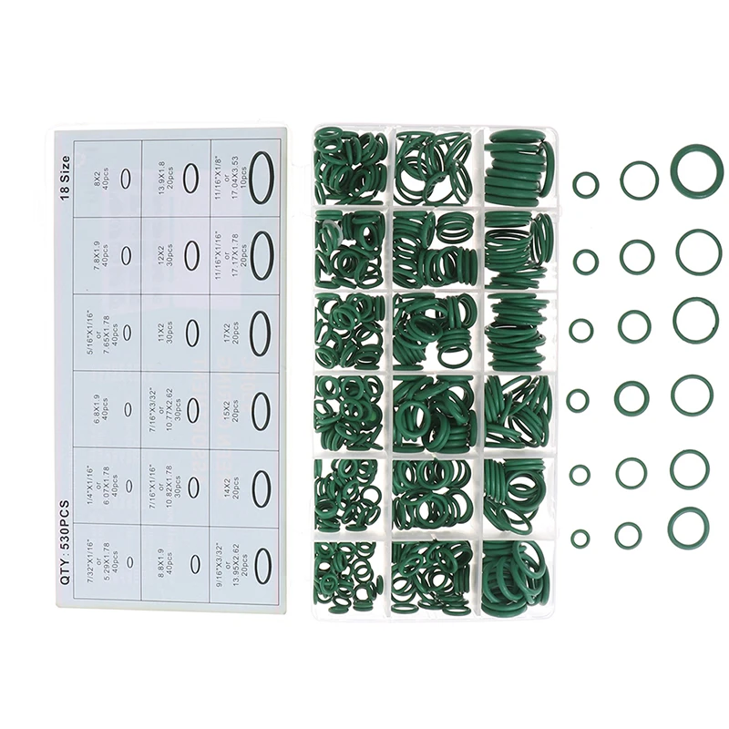 Wysokiej jakości guma 540 szt. 18 rozmiarów zestaw ringów o-ring zielony metryczny O uszczelki pierścieniowe nitrylowe