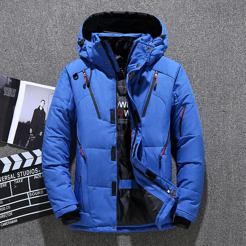 -30องศาฤดูหนาวเป็ดสีขาวลงเสื้อแจ็คเก็ตผู้ชาย Parkas เสื้อ Hooded Windbreaker คอลงเสื้อผู้ชาย Keep Warm เสื้อหนา