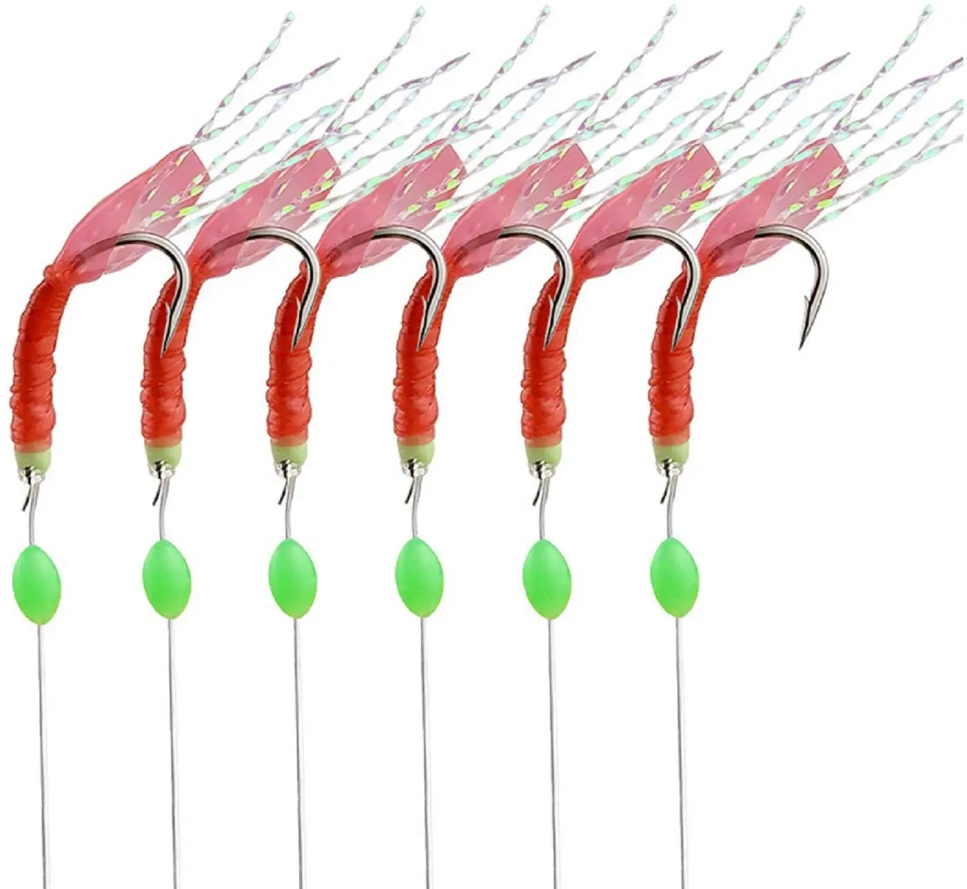 120pcs Fishing Wobbler sabiki Bait Rigs & Luminous Bean Fishing Hooks Ocean Fly Saltwater Glow-in-Dark Rigs