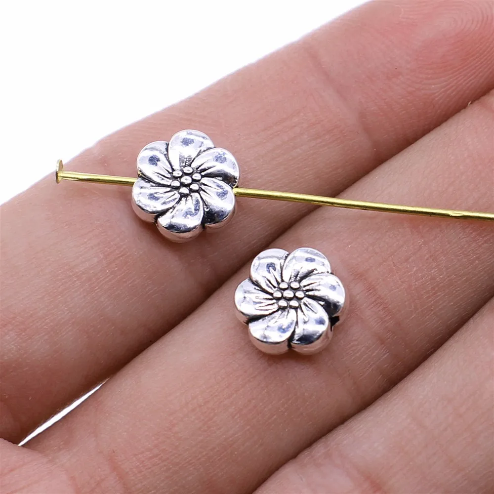 

Wholesale 150pcs/bag10mm Flower Beads For DIY Jewelry Making Jewelry Finding Antique Silver Color