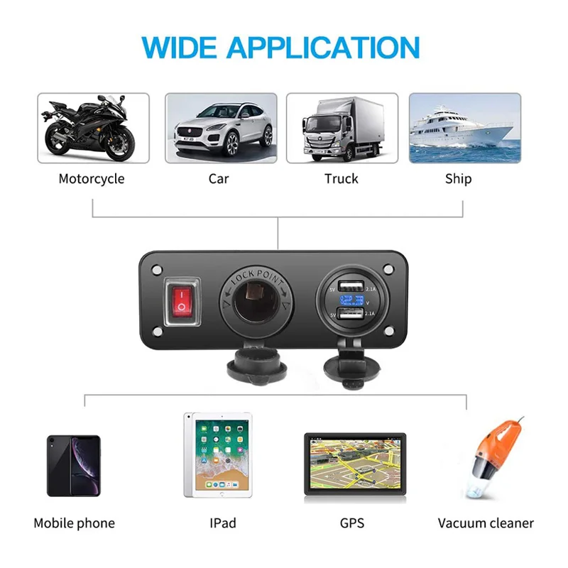 Extractme Dual USB Socket Charger Socket 4.2A Fast Phone Charging USB 12V Digital Voltmeter Auto Truck Car USB Charger