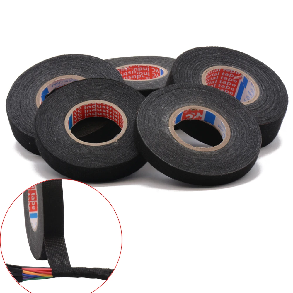 15/25Meters Black New Adhesive Cloth Tape Industrial Tape For Cable Harness Wiring Loom 9/15/19/25/32mm