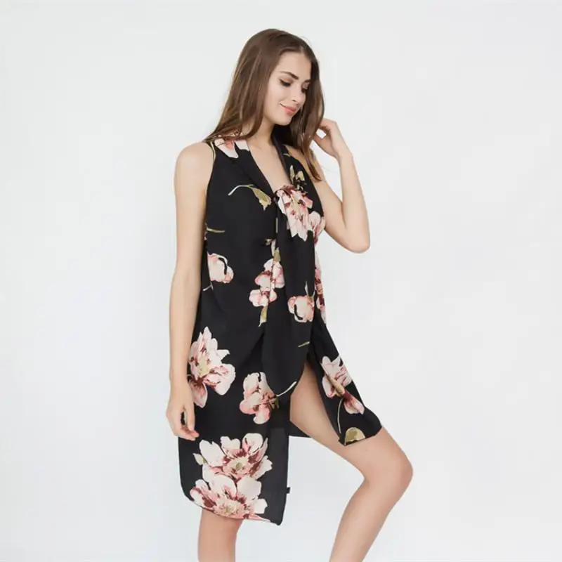 Verão feminino véu biquini estilo roupas femininas variedade lindo padrão de flor praia biquíni blusa protetor solar kimono cardigan