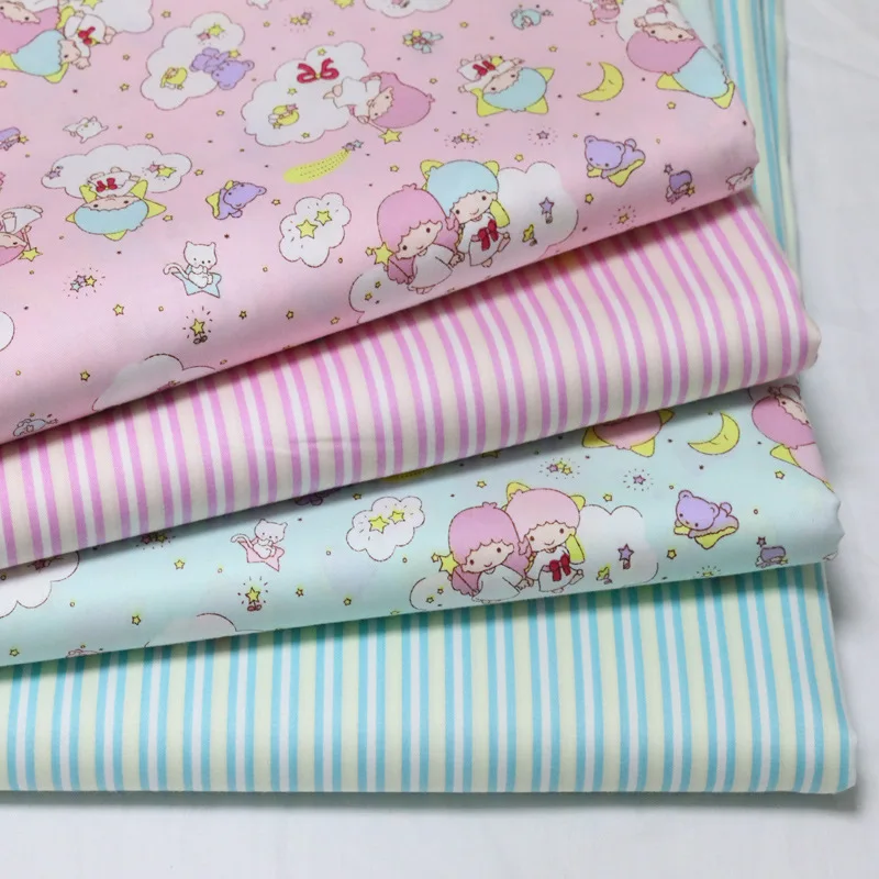 Pink Star Princess Cartoon Twill Cotton Fabric For Quilting Bedding DIY Sewing Accessories By Half Meter