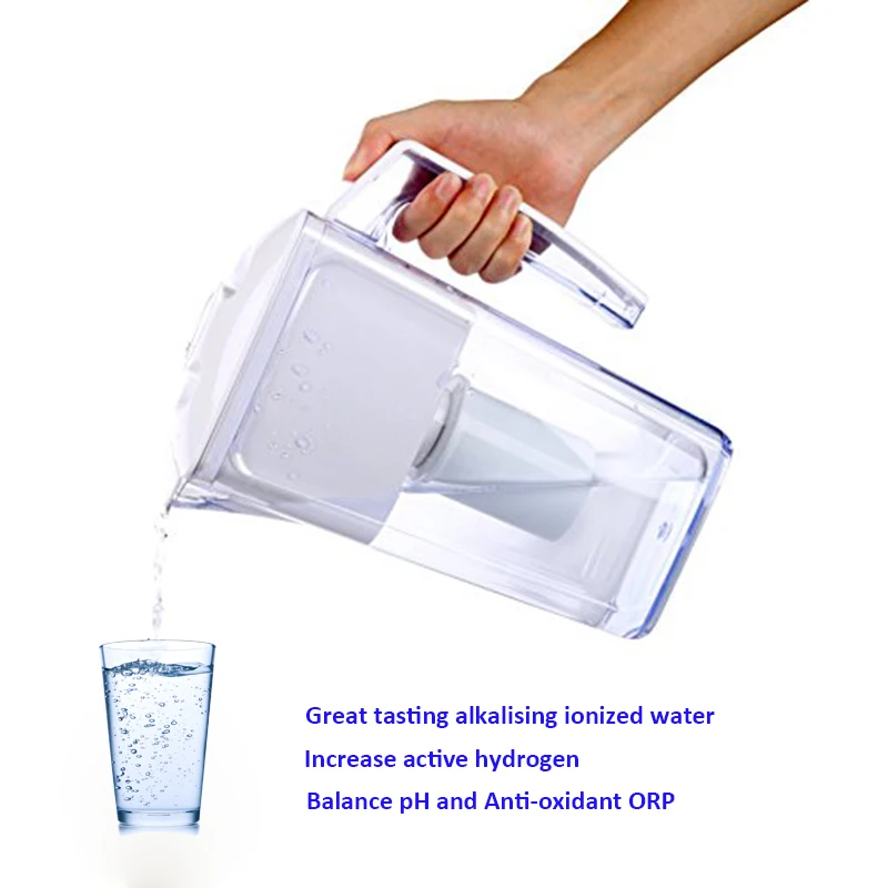 10-Cup Household Alkaline pH Water Filter System Jug for Kitchen Mineral Water Ionizer Softner energy drink Purifier Pitcher