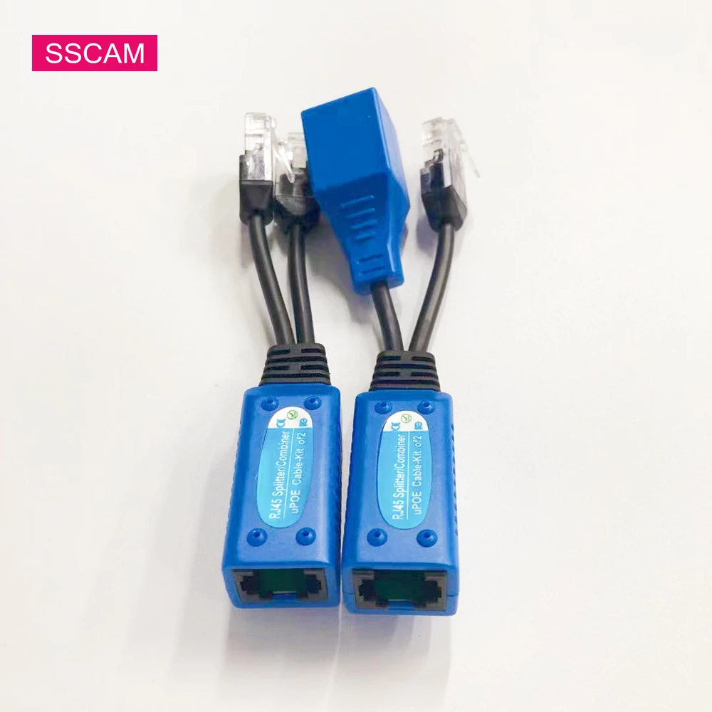 

5Pairs RJ45 Splitter Combiner uPOE cable Kit Two POE Camera use One Cable POE Adapter Cable Connectors Passive Power Cable