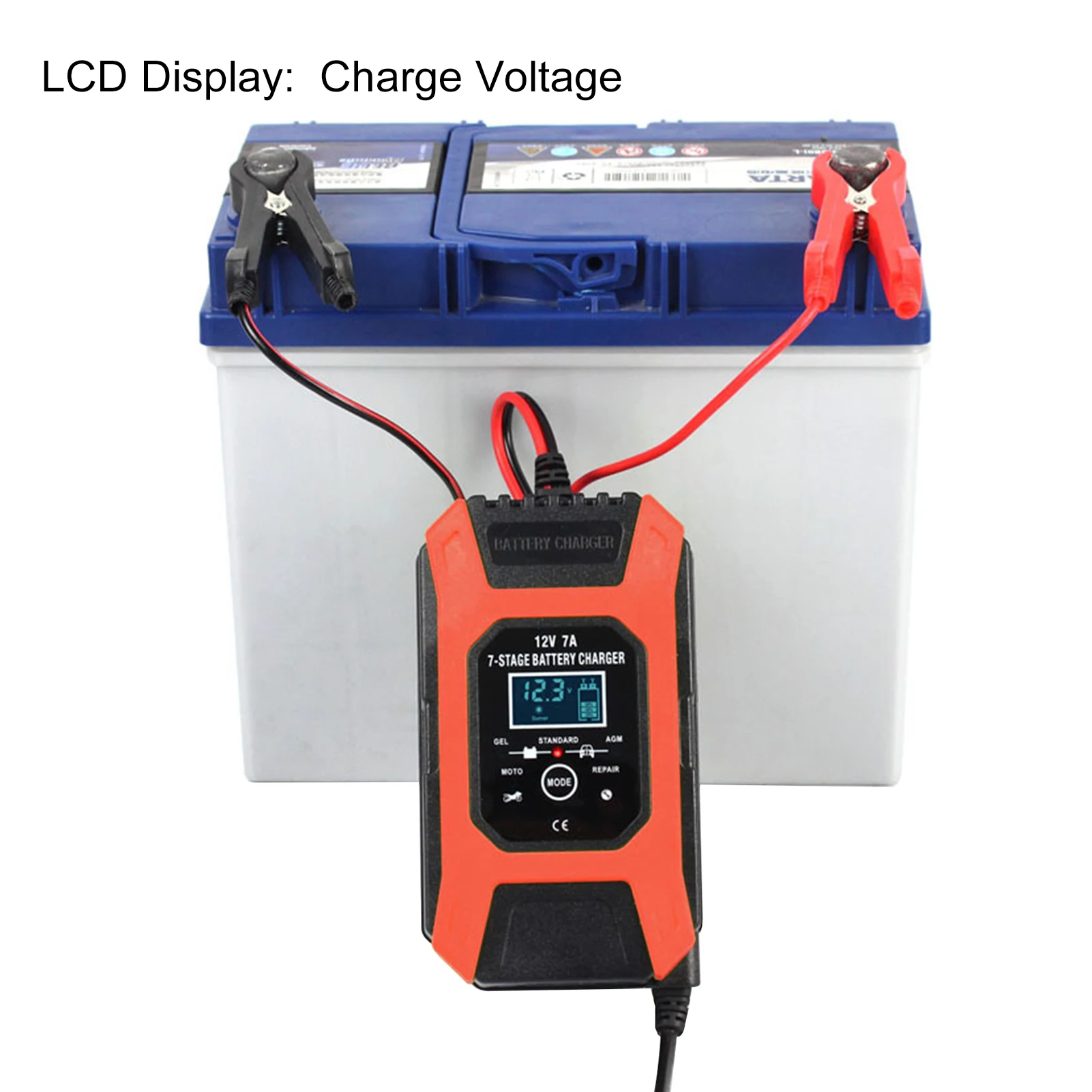 12V 7A 7-level Car And Motorcycle Car Battery ChargerCPU Processor Control Fast Battery Charger Battery Maintainer