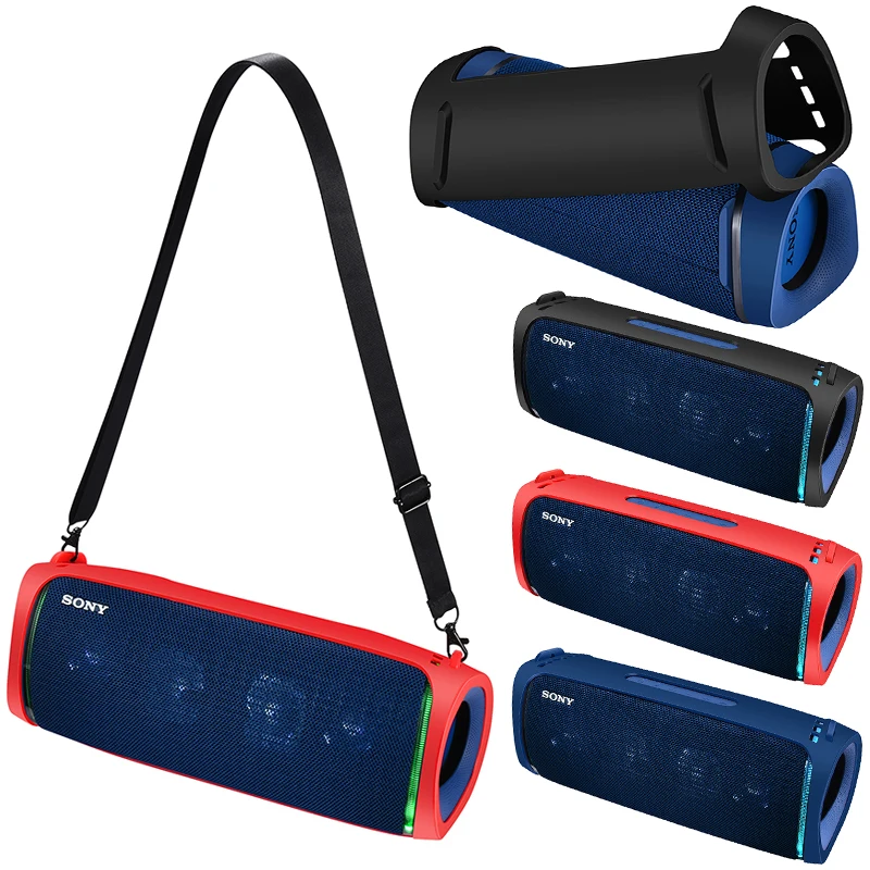 2022 Newest Outdoor Travel Silicone Case Cover With Strap Carabiner for Sony SRS-XB43 Portable Wireless Bluetooth Speaker