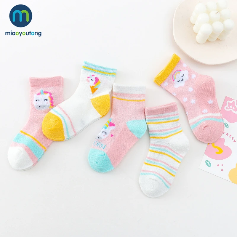 Aoyoutong-Chaussettes respirantes en maille fine pour bébé garçon et fille, en coton, pour enfants, 5 paires/lot