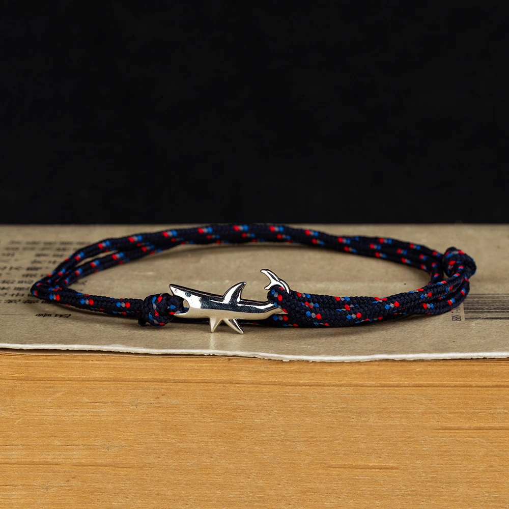 MKENDN Navy style Adjustable Multilayer Rope Shark Anchor Bracelet Men Women 550 Paracord Camping Jewelry Wrap Metal Hooks