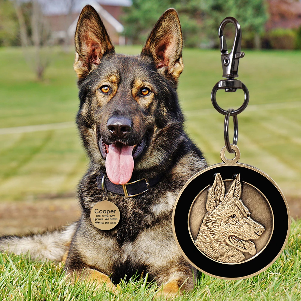 Engraved Dog ID Tag Personalized Metal Pet Dog Tags Custom Puppy Cat ID Name Tags Collar Accessories For Dogs Necklaces Pendants