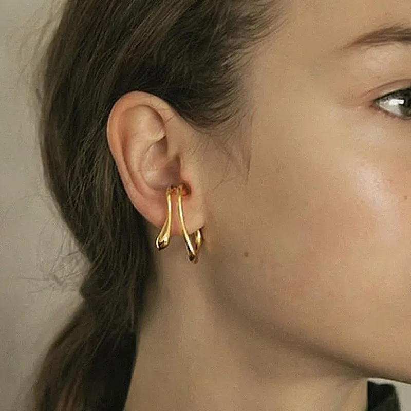 

2021 New Vintage Punk Earclip Earrings For Women Fashion Two Layers Irregular No Piercing Clip Jewelry Gifts Party Accessories