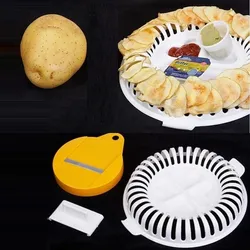 3PCS/set DIY Slicer Microwave Oven Fat Free Potato Chips Maker Set Chips Rack Kitchen DIY Baking Homemade Chip Slicer Bakeware