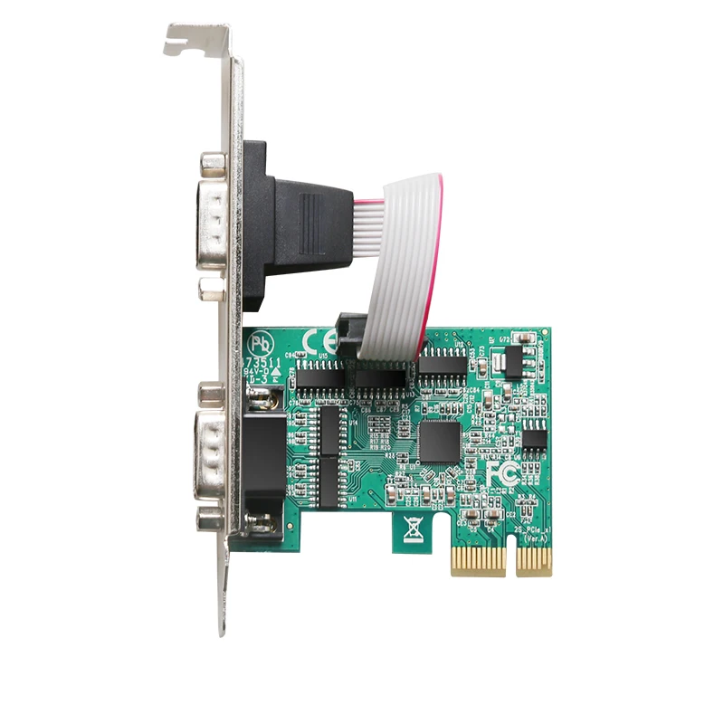 PCIe Dual Serial Expansion Card chip  AX99100 2 Port Industrial DB9 COM RS232 Converter Adapter Controller for Desktop PC