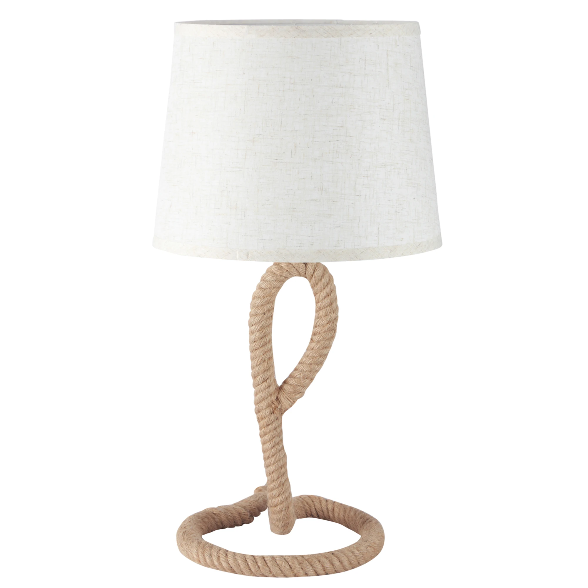 HOMCOM rustic table lamp with Metal Base and hemp rope fabric lampshade holder E27 Max. 40W for living room bedroom Ø 30x56 cm Beige