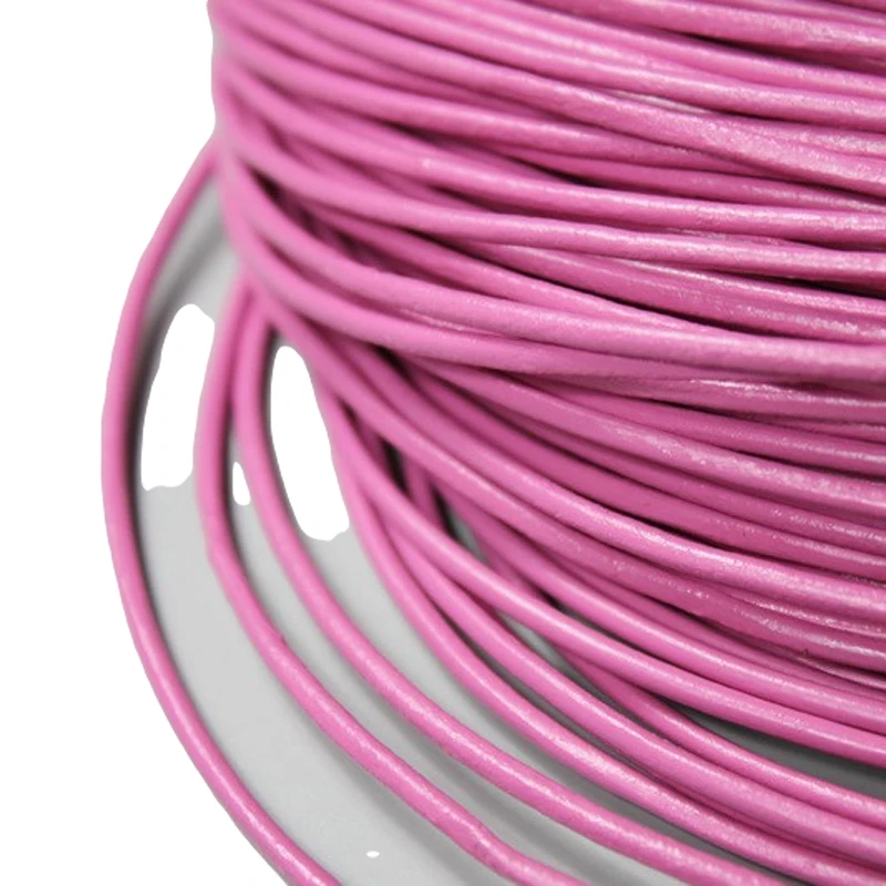 AaaZee 5 Yards 2mm Round Genuine Cow Hide Magenta Leather Strands, Real Cord RLG2M171