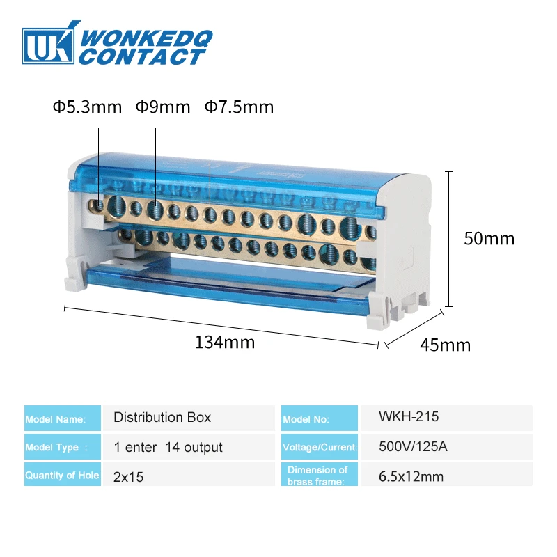 WKH-215 Din Rail Montage Aansluitdoos 2*15 Pins Schroefdraad Connector Wkh215 Terminal Block Power Distribution Box