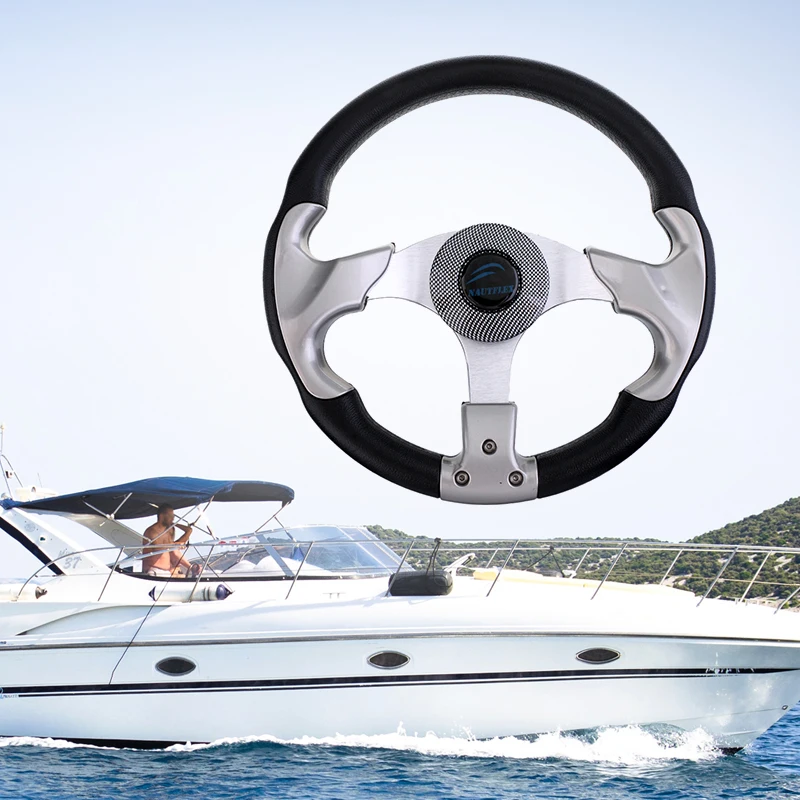 Marine 12.4\'\' 315mm Steering Wheel & 3/4\'\' Tapered Shaft Non-directional 3 Spoke Steering Wheel For Vessel Yacht Boat Accessorie