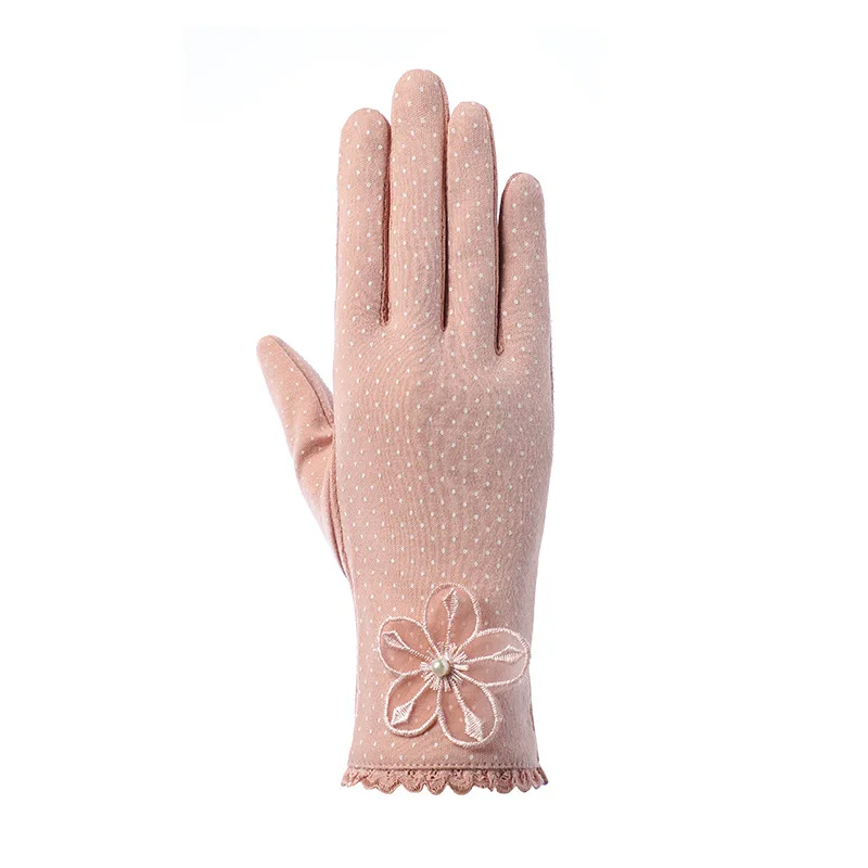 Women Fashion Knit Lace Driving Touch Screen Thin Cotton Gloves Sexy Summer UV Sunscreen Short Sun Bow Dots Flower Glove I29