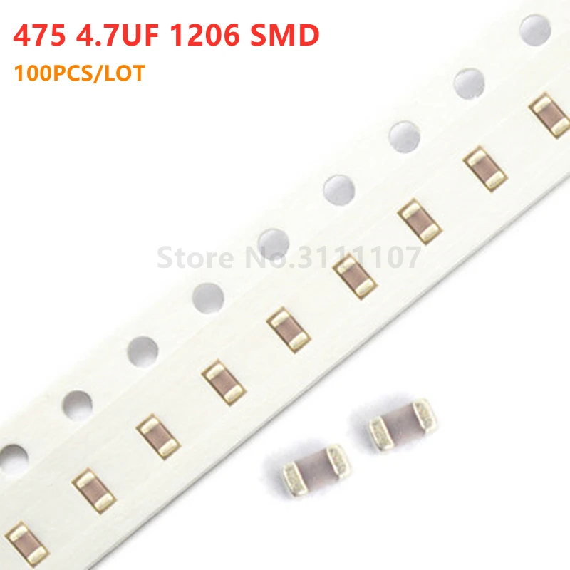 

100PCS/LOT 4.7uf 475 4.7UF 1206 SMD Thick Film Chip Multilayer Ceramic Capacitor Error 10%