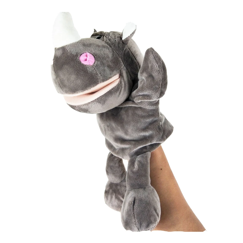 Children Hand Puppet Plush Stuffed Toy Grey Rhinoceros