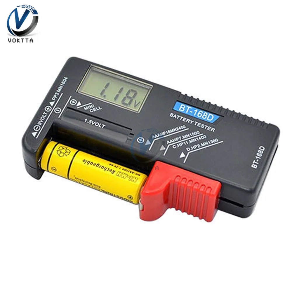 BT168D Digital Battery Capacity Tester LCD Digital/Pointer Display BT-168 CheckerAAA AA Button Cell Universal Power Supply Meter